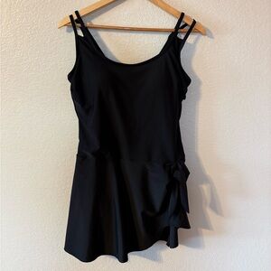 Black Double-Strap Swimdress